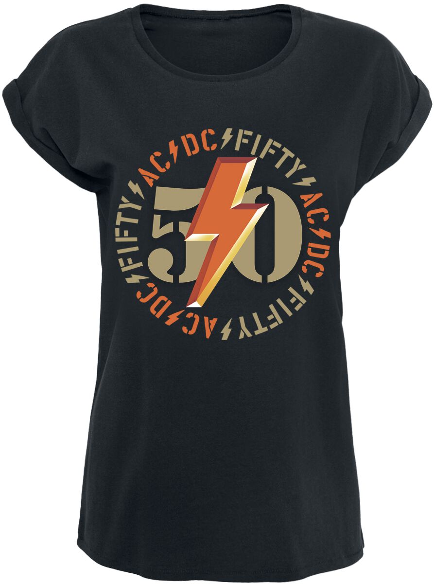 AC/DC T-Shirt Fifty Bold Emblem S to XXL for Women black