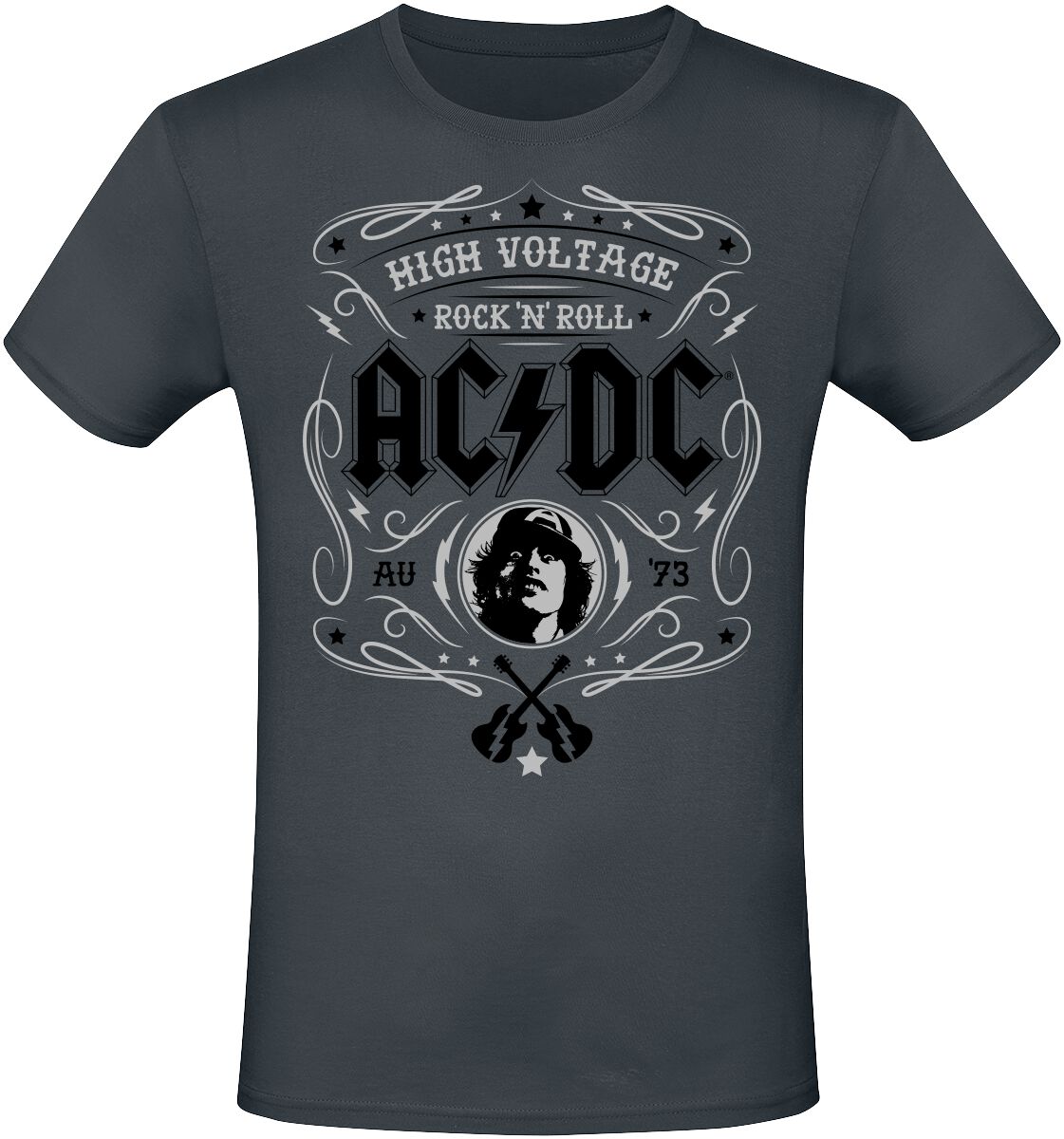 AC/DC T-Shirt High Voltage Rock 'N' Roll S to 3XL for Men charcoal