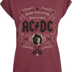 AC/DC T-Shirt High Voltage Rock 'N' Roll S to XXL for Women burgundy