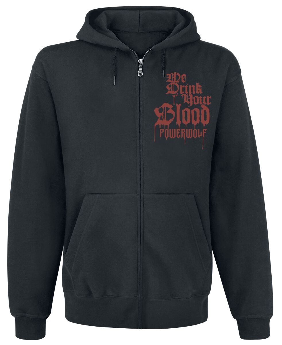 Powerwolf Hoodie Jacket We Drink Your Blood L to XXL for Men black