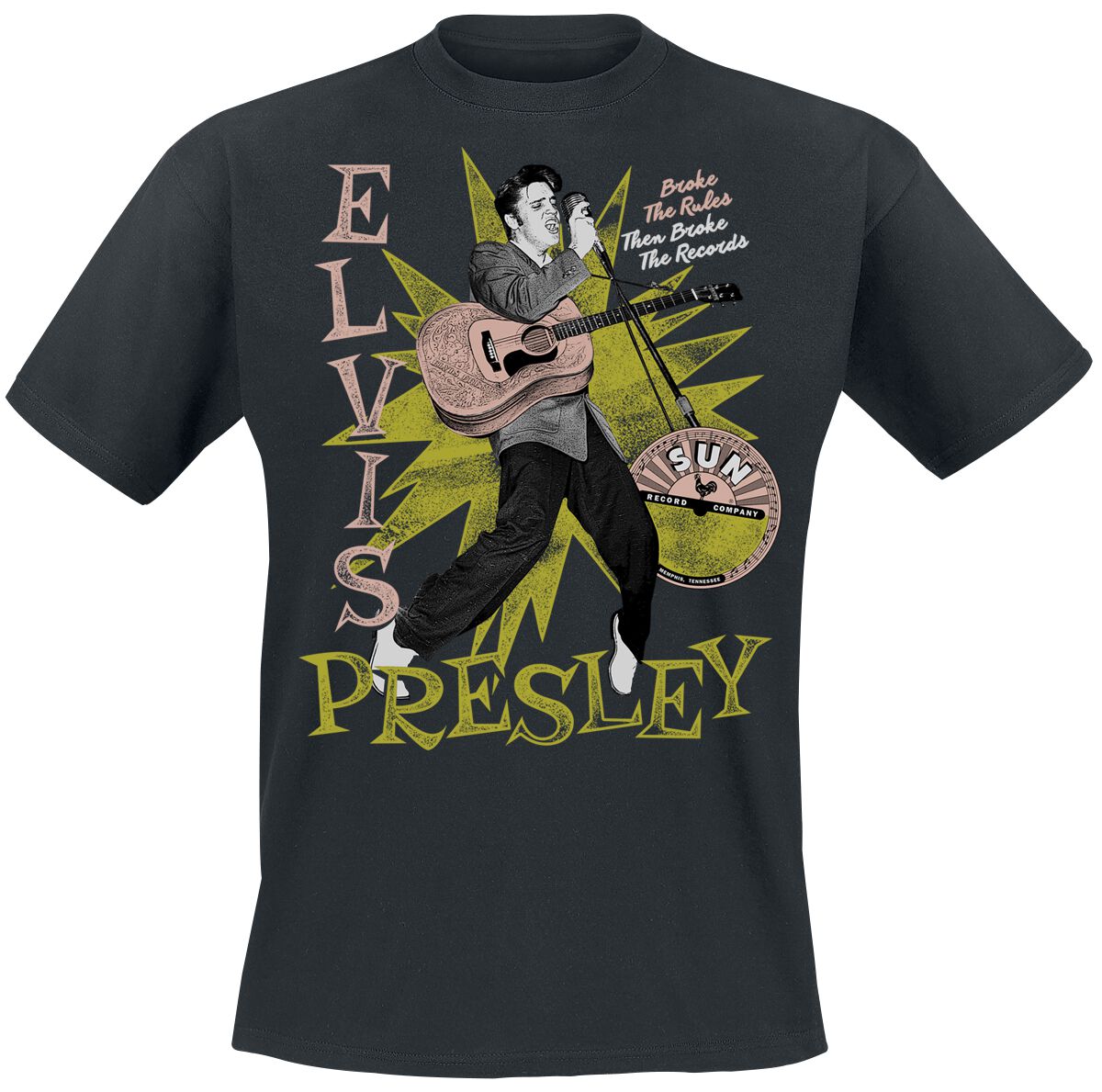 Elvis Presley T-Shirt Broke The Rules S to 3XL for Men black