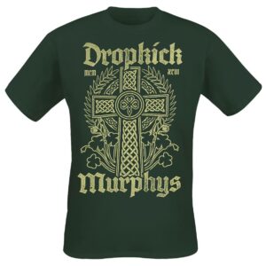 Dropkick Murphys T-Shirt Celtic Cross S to XXL for Men green