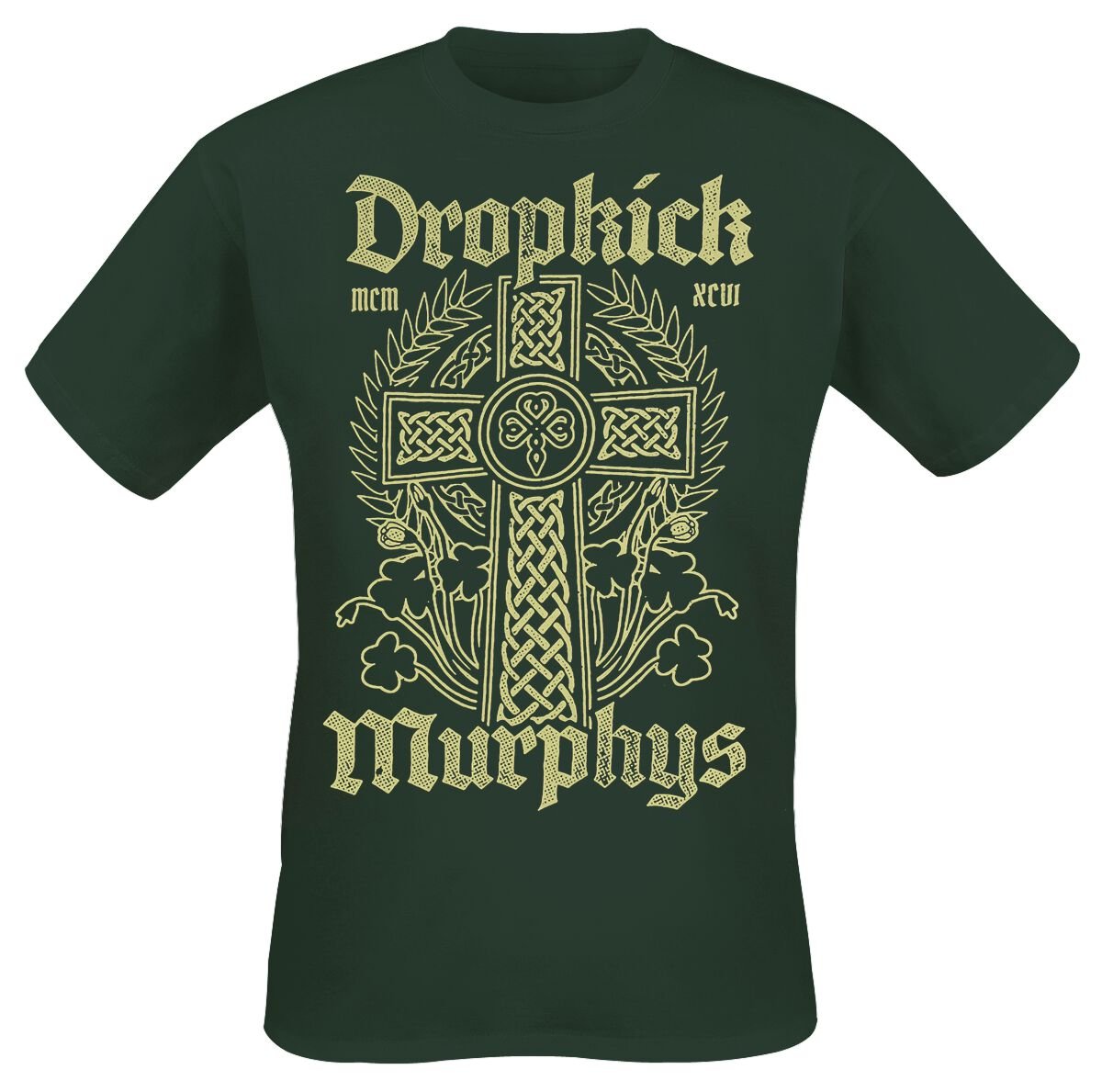 Dropkick Murphys T-Shirt Celtic Cross S to XXL for Men green