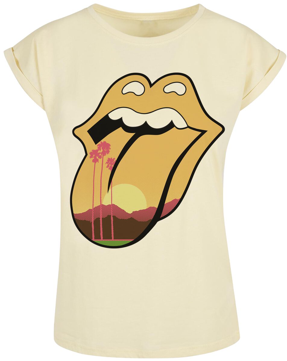 The Rolling Stones T-Shirt Desert Trip Tongue S to XL for Women light yellow
