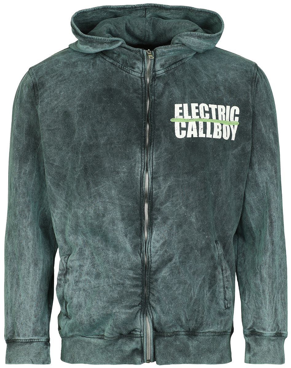 Electric Callboy Hoodie Jacket Spray Smile S to XXL for Men petrol