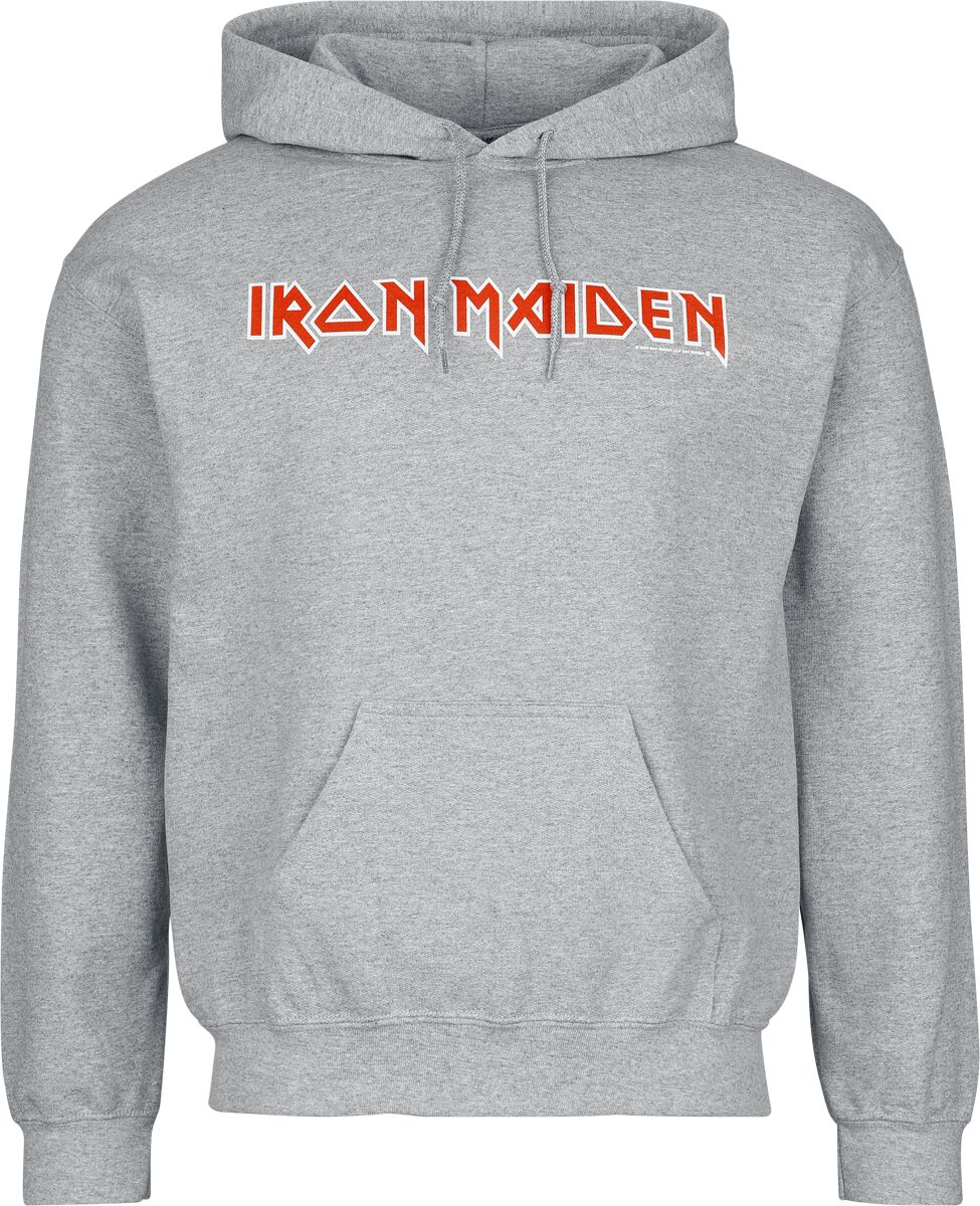 Iron Maiden Hoodie Logo S to XXL for Men grey