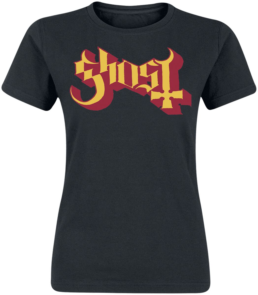 Ghost T-Shirt Logo Gold And Red S to XXL for Women black