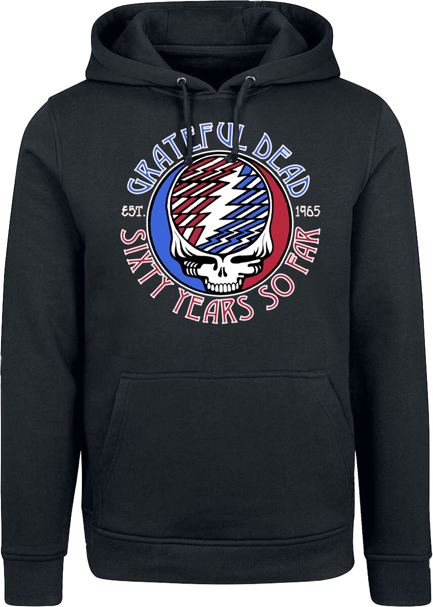 Grateful Dead Hoodie Stealie 60th Bolts S to XL for Men black