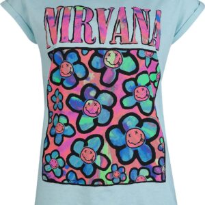 Nirvana T-Shirt Coloured Flowers S to XXL for Women blue