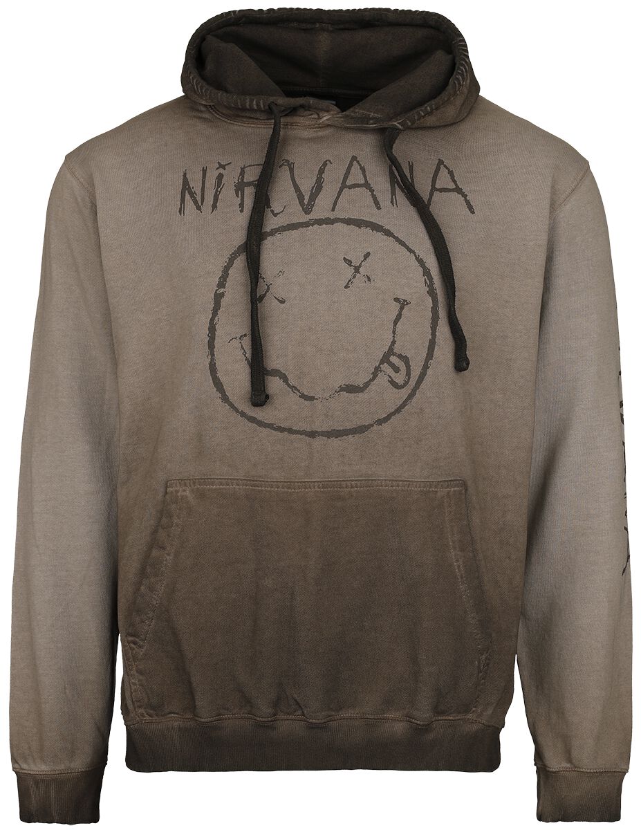 Nirvana Hoodie Smiley Logo S to XXL for Men brown