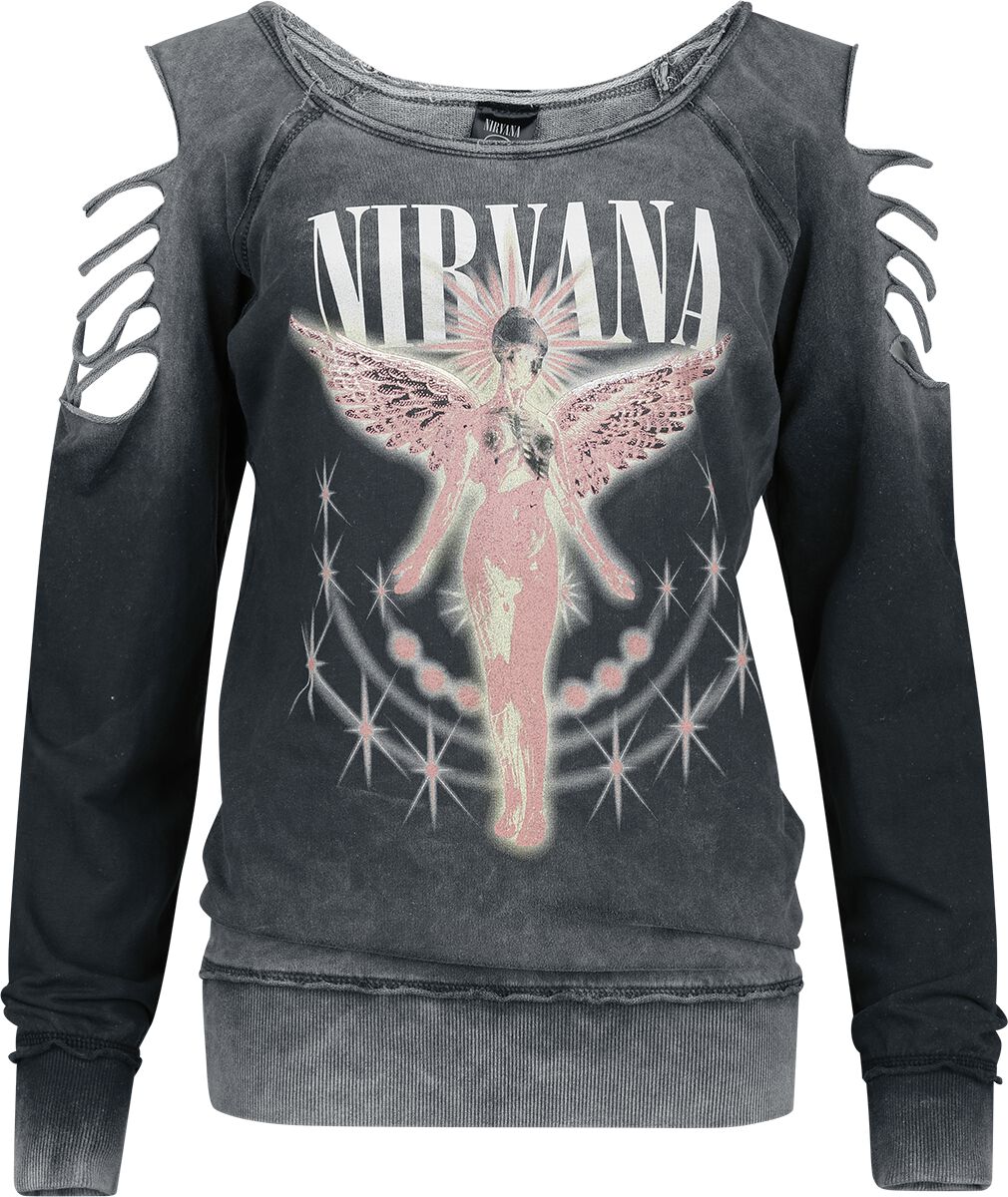 Nirvana Sweatshirt Coloured Angels S to XXL for Women charcoal