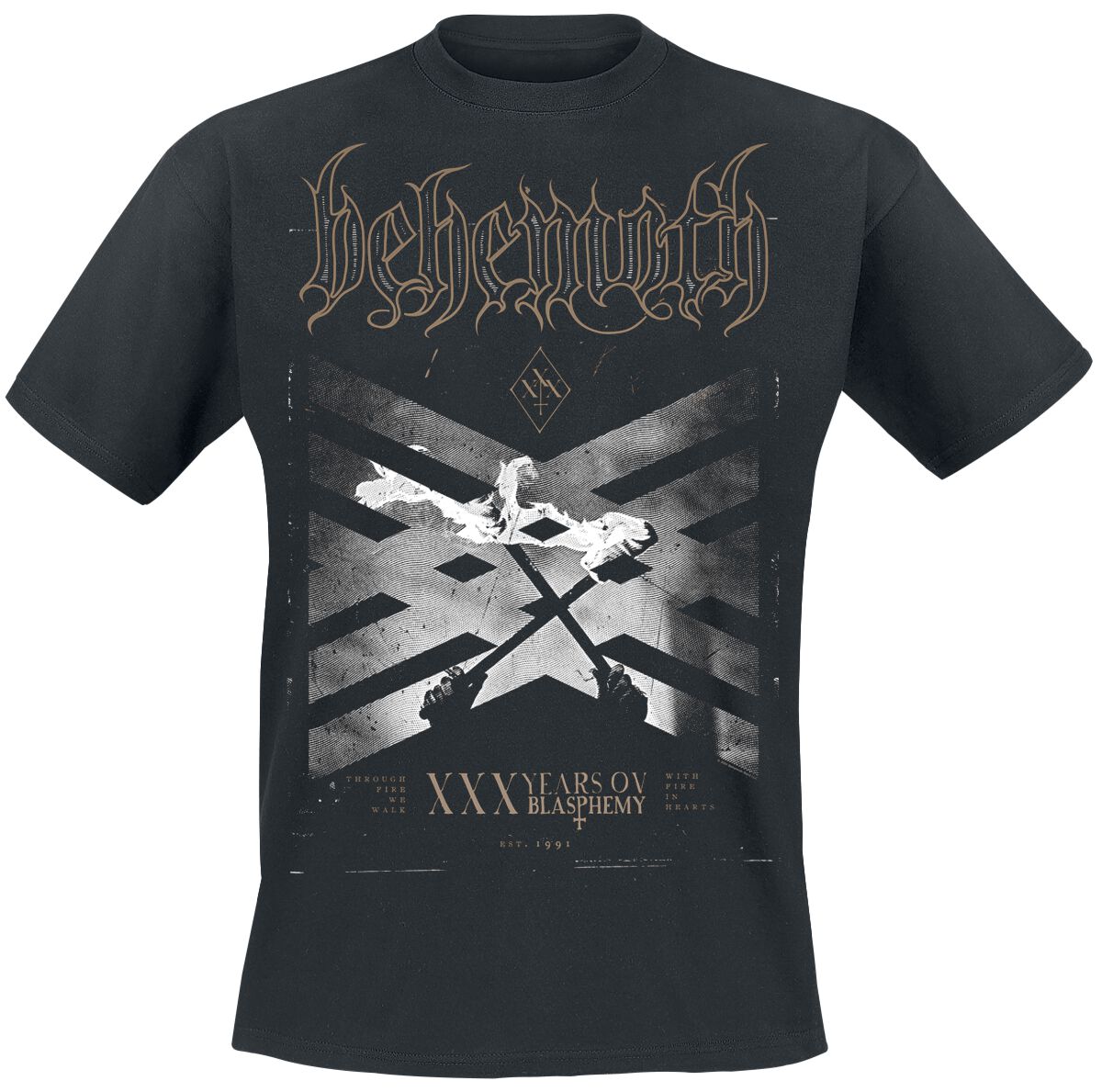 Behemoth T-Shirt With Fire In Hearts S to 4XL for Men black