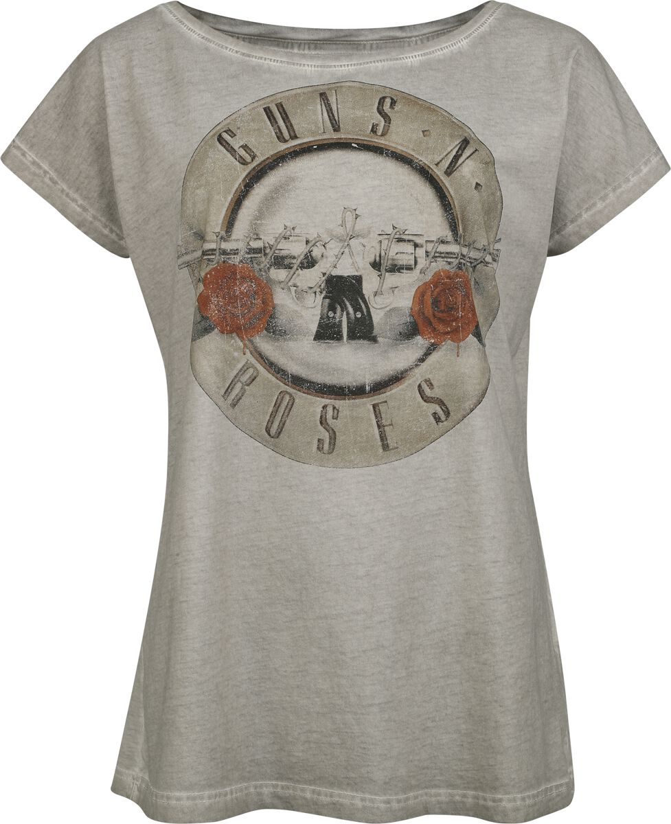 Guns N' Roses T-Shirt Bullet Logo S to 4XL for Women grey