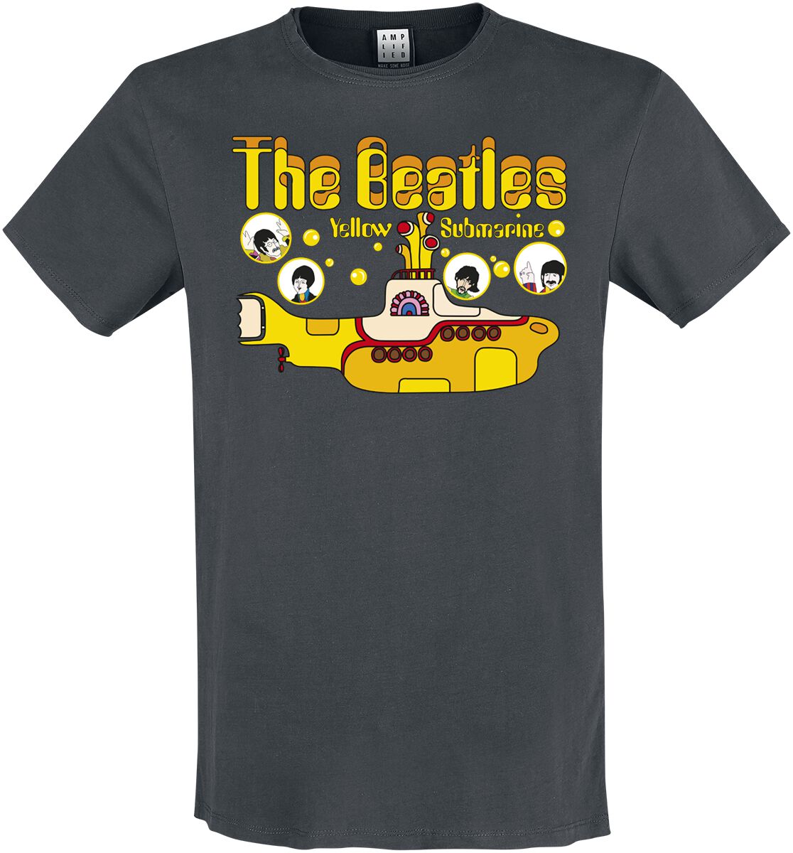 The Beatles T-Shirt Amplified Collection Yellow Submarine Bubbles S to XXL for Men charcoal