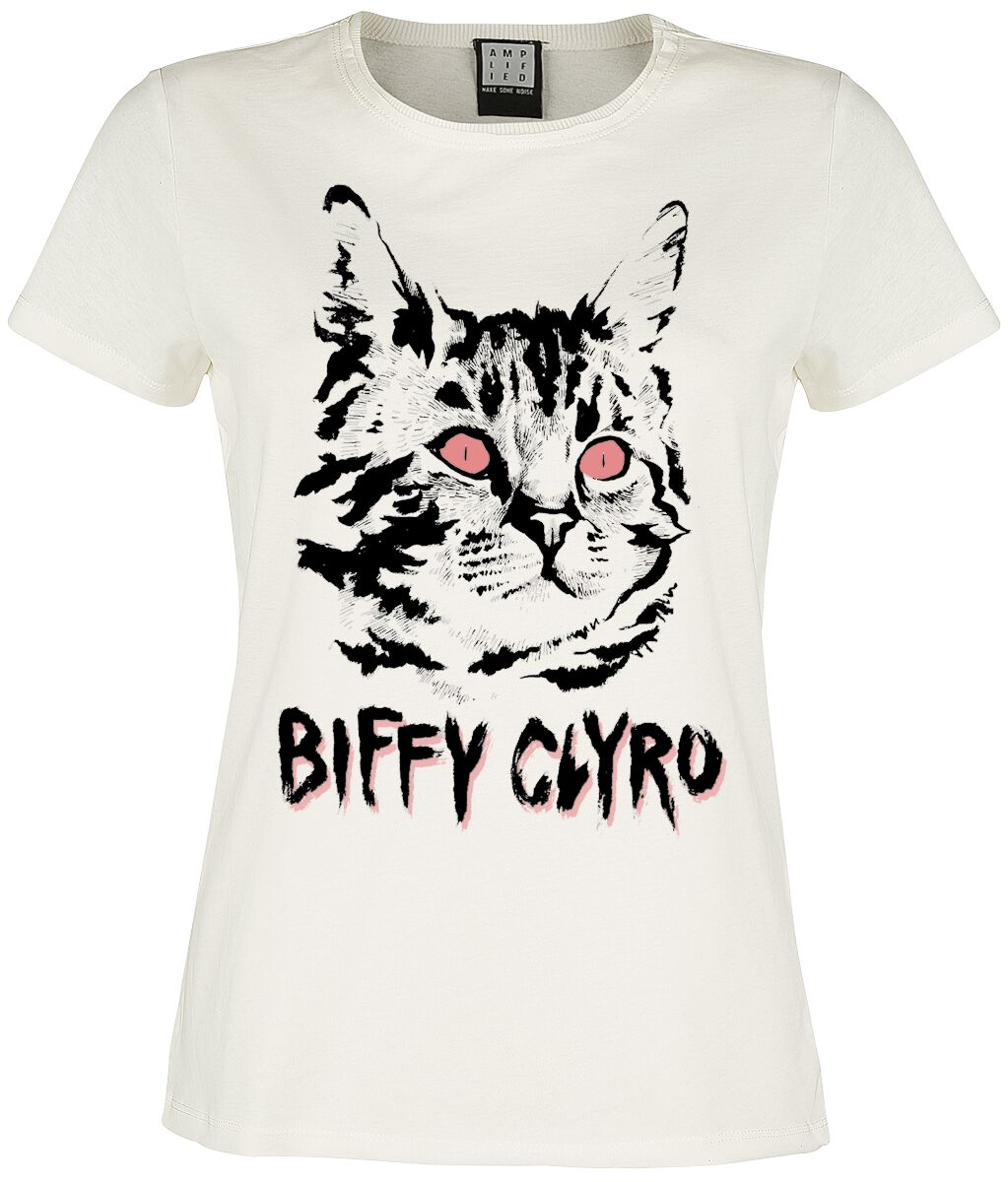 Biffy Clyro T-Shirt Amplified Collection Black Cat L for Women off white
