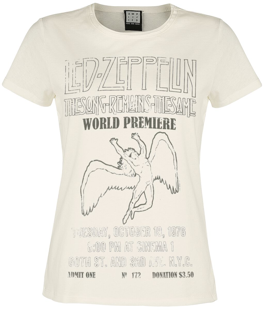 Led Zeppelin T-Shirt Amplified Collection The Song Remains The Same S to XL for Women off white