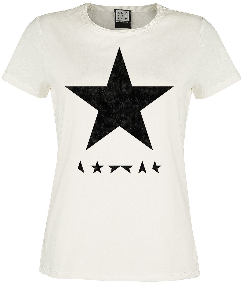 David Bowie T-Shirt Amplified Collection Black Star M to XL for Women off white