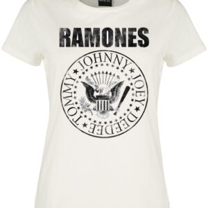 Ramones T-Shirt Amplified Collection Vintage Shield M to XL for Women off white