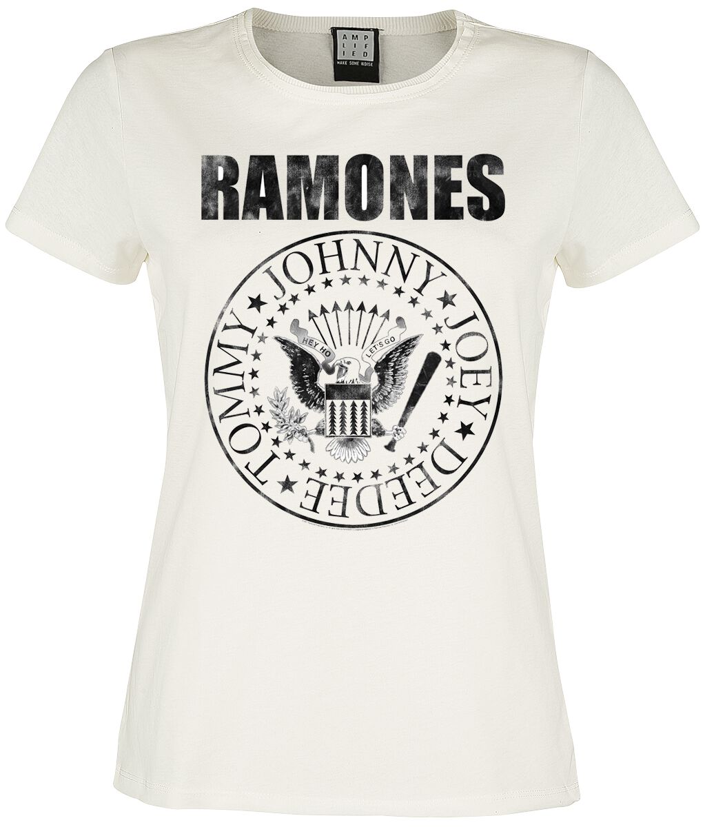 Ramones T-Shirt Amplified Collection Vintage Shield M to XL for Women off white