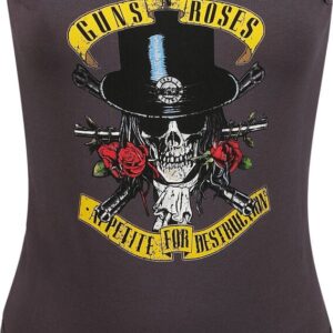 Guns N' Roses Body Amplified Collection Tophat SKull XS to XL for Women charcoal