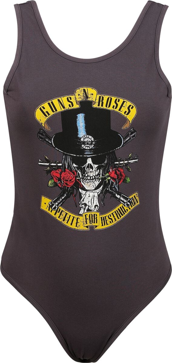 Guns N' Roses Body Amplified Collection Tophat SKull XS to XL for Women charcoal