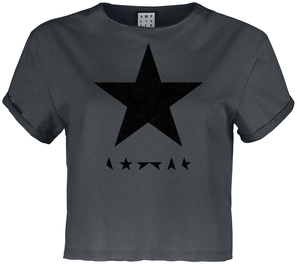 David Bowie T-Shirt Amplified Collection Black Star XS to XL for Women charcoal