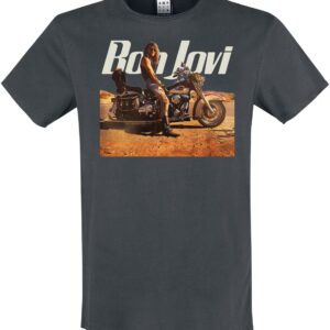 Bon Jovi T-Shirt Amplified Collection Wanted Dead Or Alive S to XXL for Men charcoal