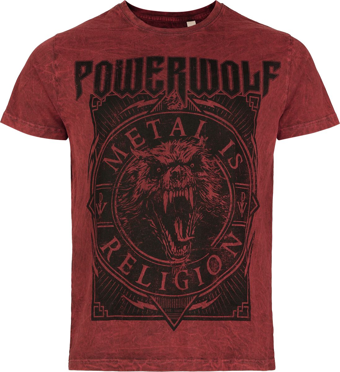 Powerwolf T-Shirt Metal Circle S to 4XL for Men red