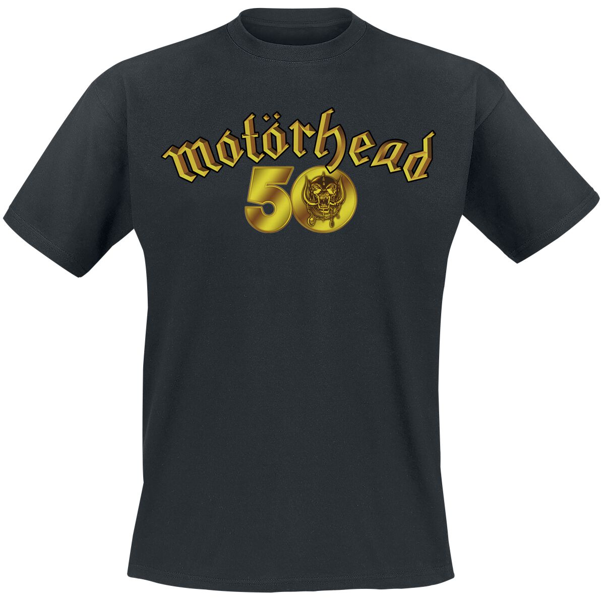 Motorhead T-Shirt 50th Anniversary Gold Logo S to XXL for Men black