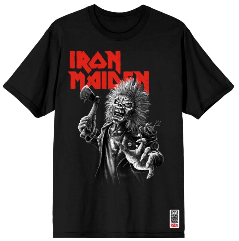 Iron Maiden T-Shirt Greyscale Axe S to 4XL for Men black