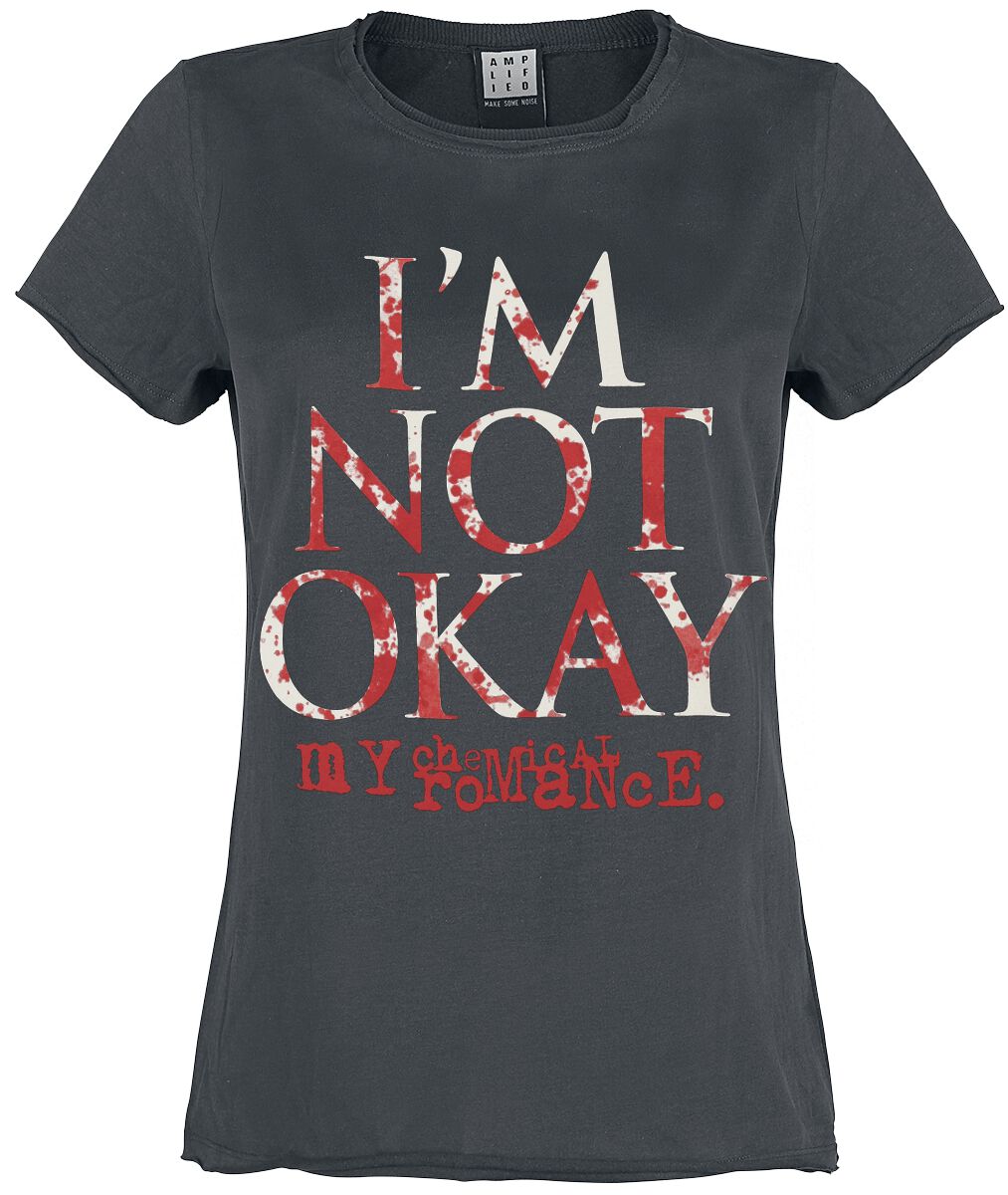 My Chemical Romance T-Shirt Amplified Collection I'm Not Okay M to L for Women charcoal