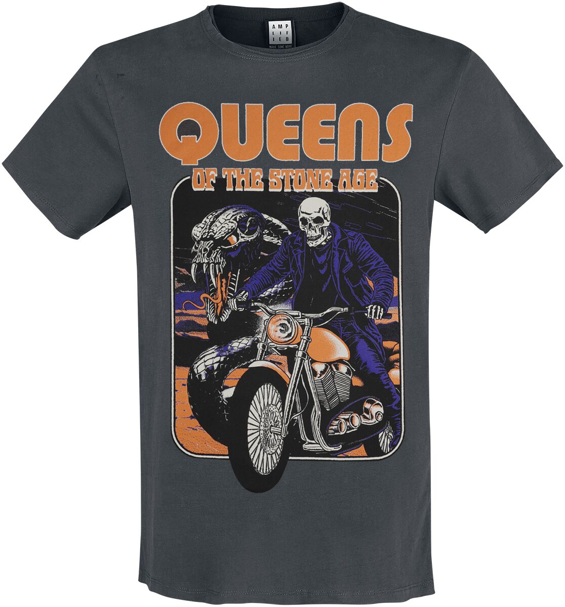Queens Of The Stone Age T-Shirt Amplified Collection Rider S to XXL for Men charcoal