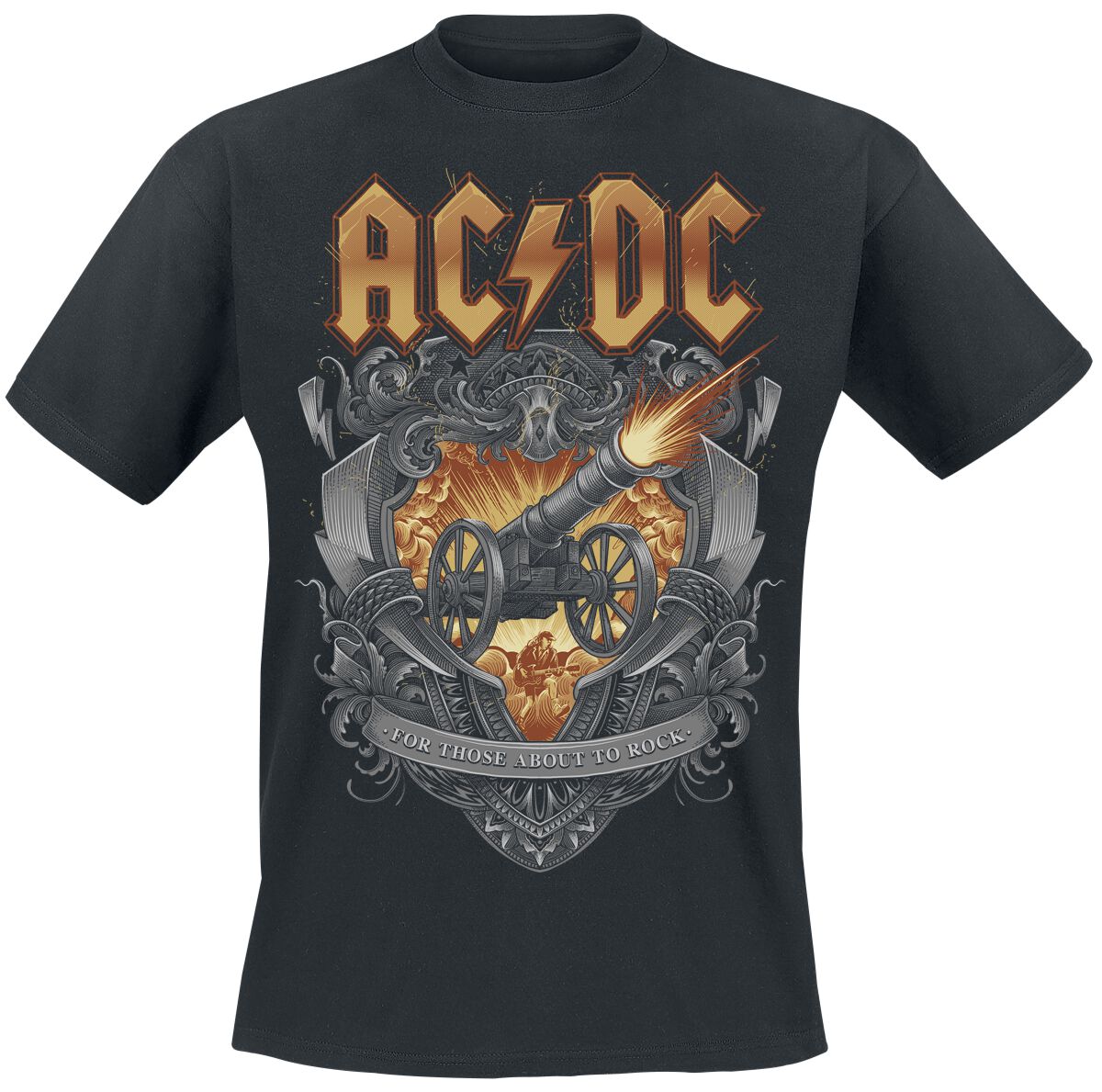 AC/DC T-Shirt About To Rock Ornaments S to 3XL for Men black