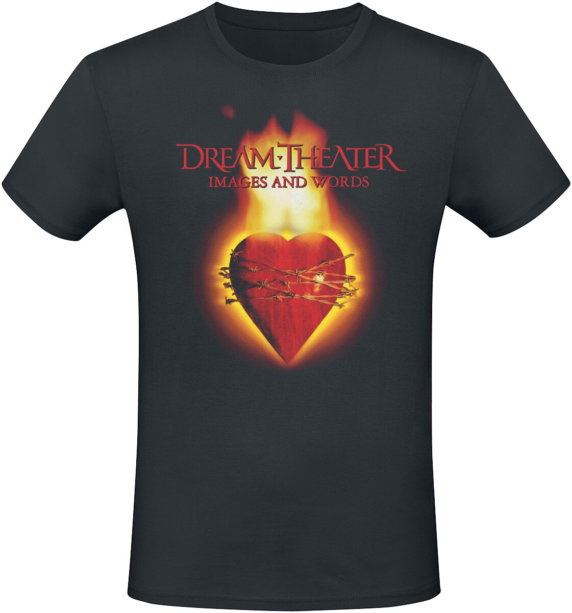 Dream Theater T-Shirt Images & Words Flaming Heart S to 4XL for Men black