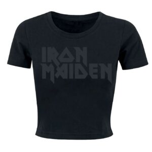 Iron Maiden T-Shirt Black On Black Logo M to XXL for Women black