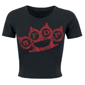 Five Finger Death Punch T-Shirt Red Nuckles Distressed S to XXL for Women black
