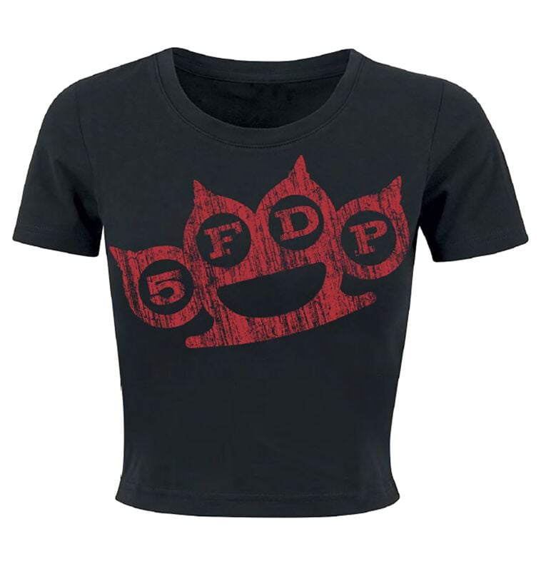 Five Finger Death Punch T-Shirt Red Nuckles Distressed S to XXL for Women black