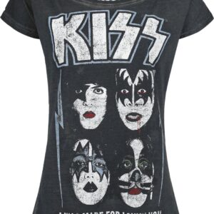 Kiss T-Shirt I Was Made For Lovin' You S to 4XL for Women dark grey