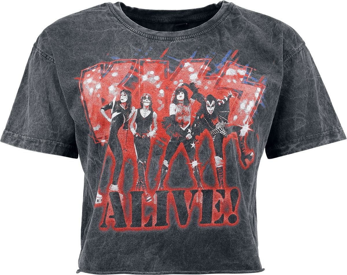 Kiss T-Shirt Alive S to 4XL for Women anthracite
