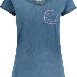Nirvana T-Shirt Smile Logo S to 3XL for Women blue