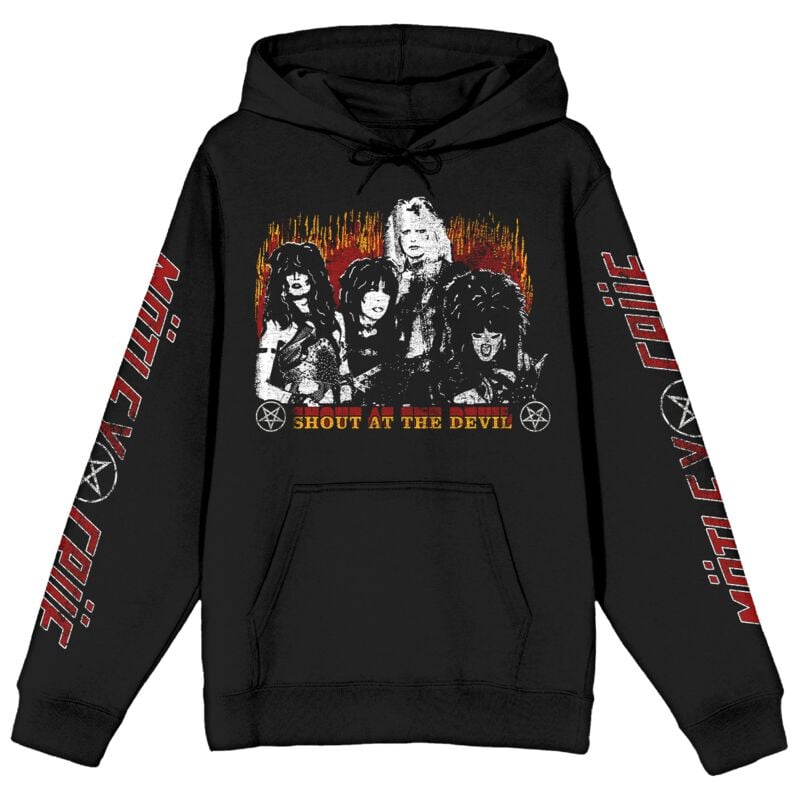 Mötley Crüe Hoodie Shout At The Devil Flame M to XXL for Men black