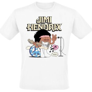 Jimi Hendrix T-Shirt Peace Cartoon S to 4XL for Men white