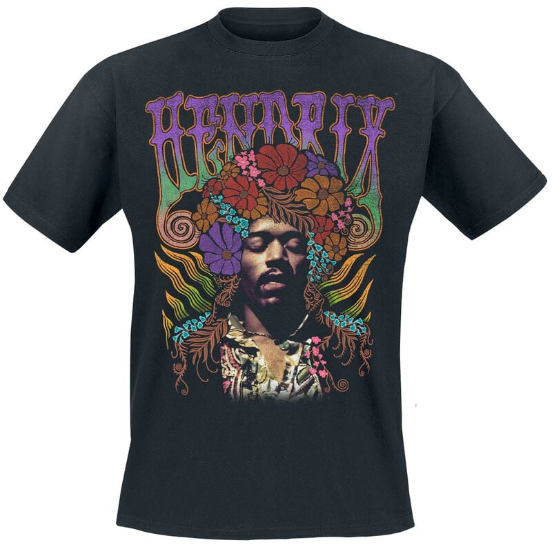Jimi Hendrix T-Shirt Flower Power S to 5XL for Men black