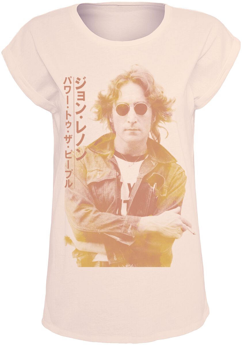 John Lennon T-Shirt Power To The People S to XXL for Women light pink