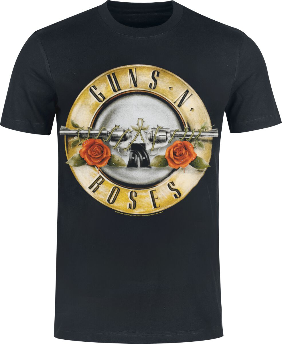 Guns N' Roses T-Shirt Distressed Bullet Heavyweight S to 5XL for Men black