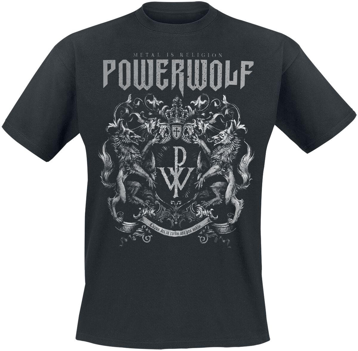 Powerwolf T-Shirt Crest Metal Is Religion Heavyweight S to 5XL for Men black