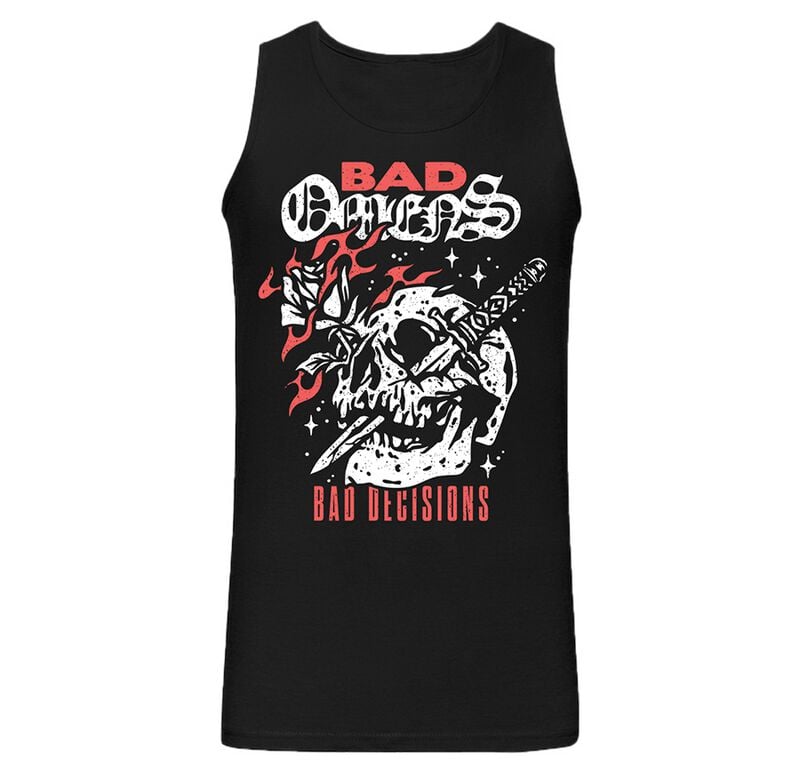 Bad Omens Tanktop Bad Decision Skull With Knife S to XL for Men black