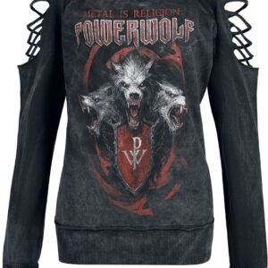 Powerwolf Sweatshirt Triple Wolves S to XXL for Women dark grey