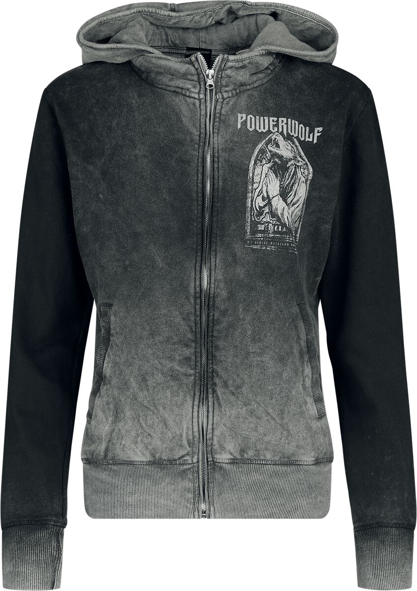 Powerwolf Hoodie Jacket Lupus dei S to XXL for Women grey