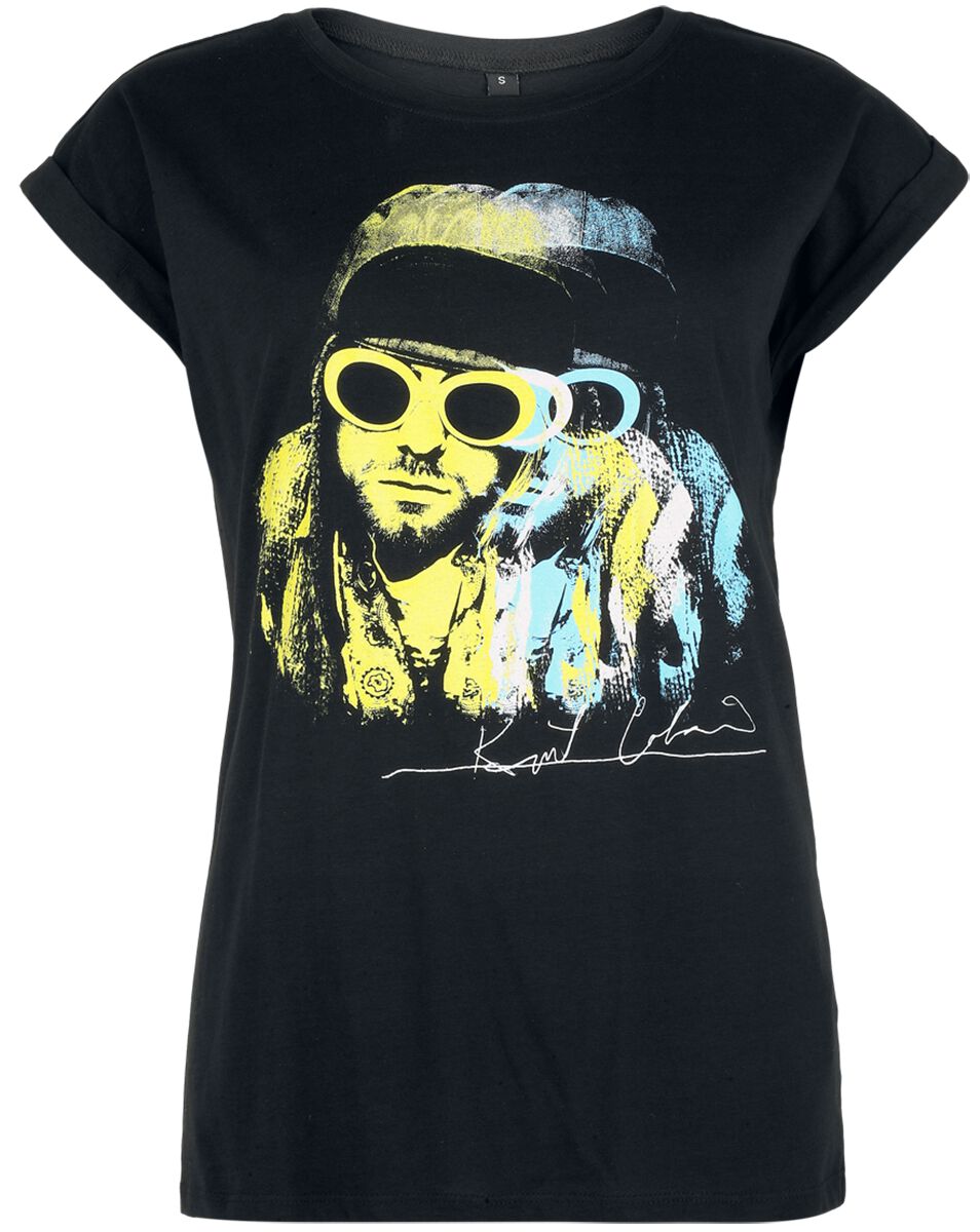 Kurt Cobain T-Shirt Jesse Frohmann Photo Crystals S to XXL for Women black